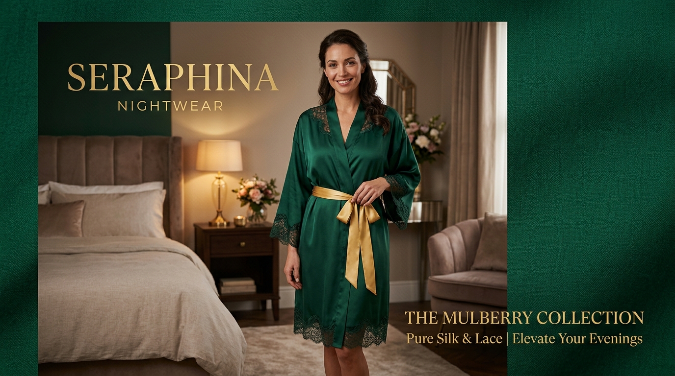 Seraphina Mulberry Silk Kimono Robe with Gold Sash